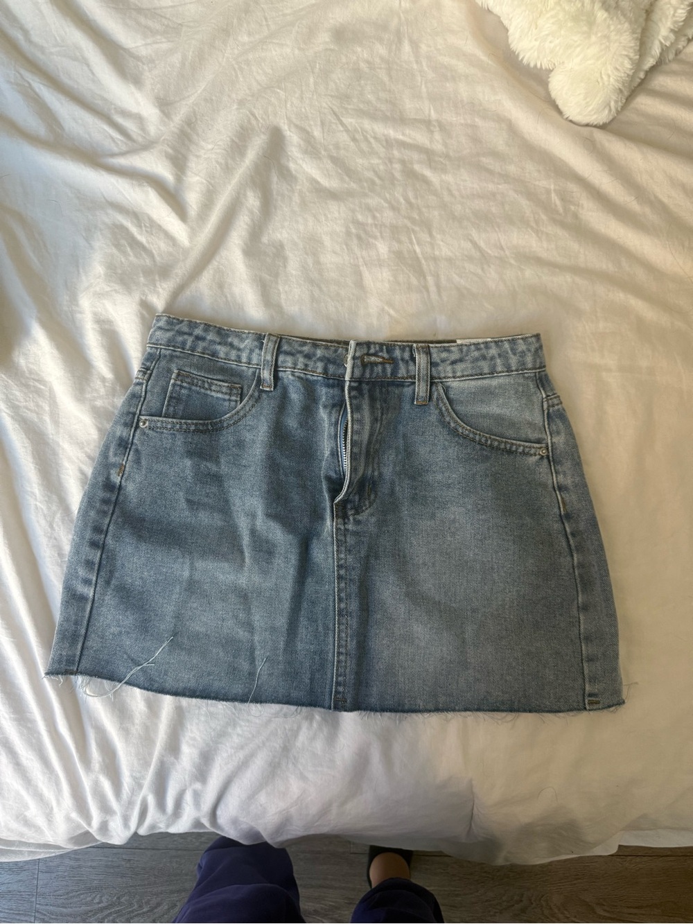 SHEIN Light Blue Denim Mini Skirt